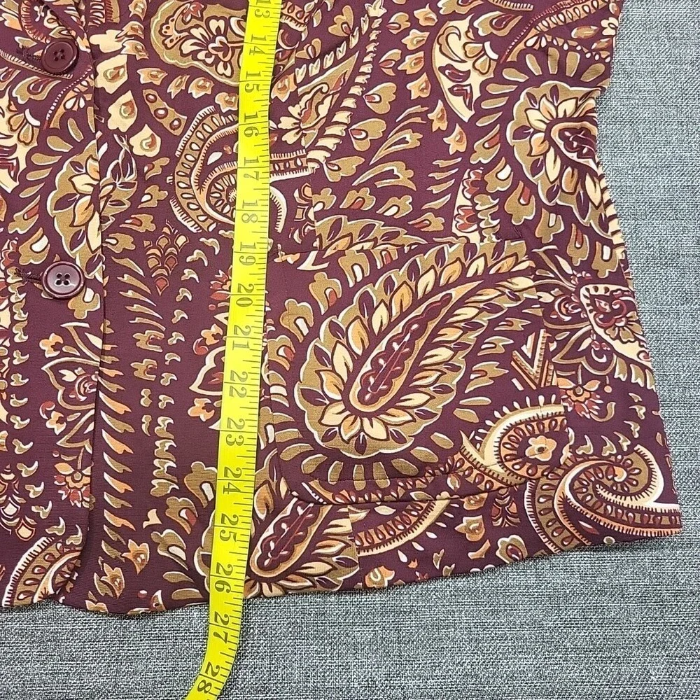 Joan Rivers Paisley Jersey Knit 3/4 Sleeves Blazer w Pockets 3X Plus Size Jacket
